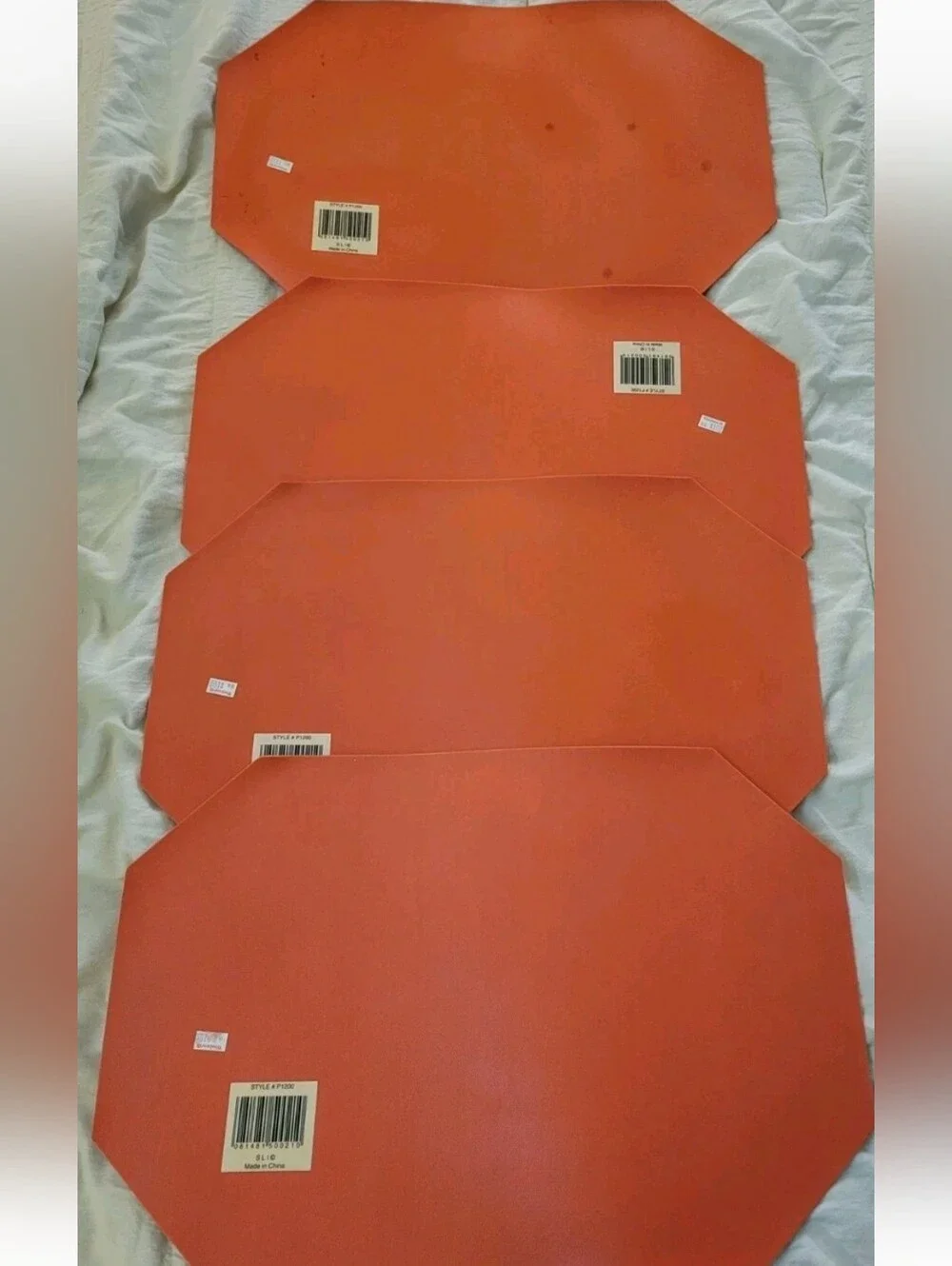 Vintage Foam Vinyl Placements Set 4 Bright Red Retro 80s 90s Rectangular